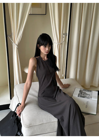 gray split dress