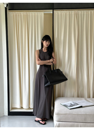 gray split dress