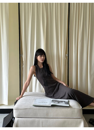 gray split dress