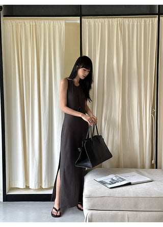 gray split dress