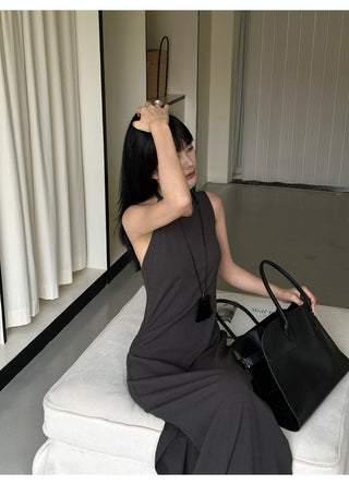 gray split dress