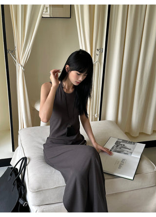 gray split dress