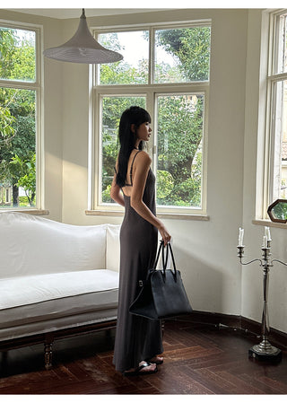 gray split dress
