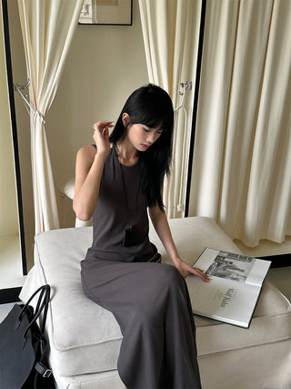 gray split dress