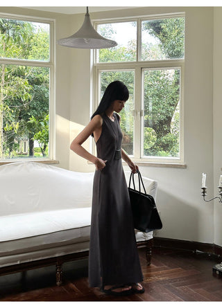 gray split dress