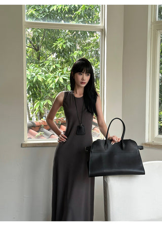 gray split dress