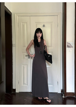 gray split dress