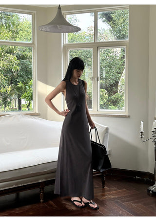 gray split dress