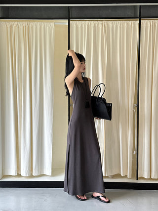 gray split dress
