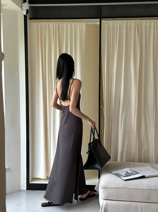 gray split dress