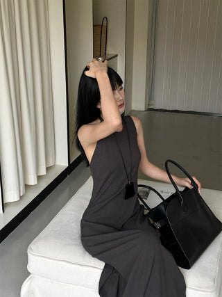 gray split dress