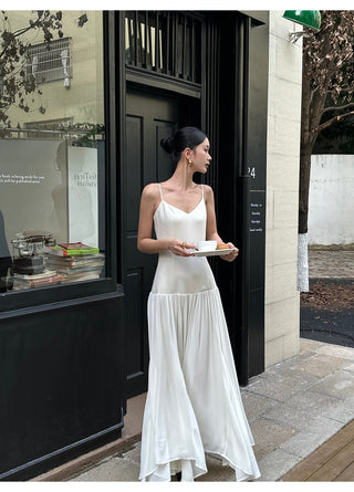 apricot V-neck dress