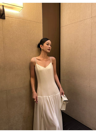 apricot V-neck dress