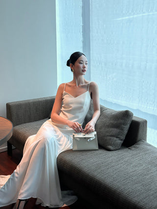 apricot V-neck dress