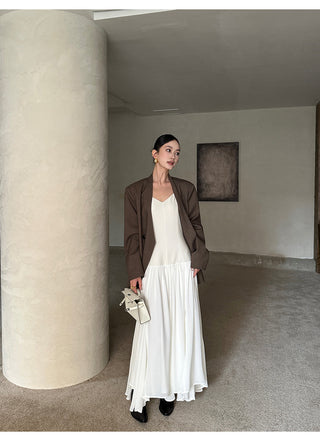 apricot V-neck dress