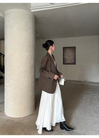 apricot V-neck dress