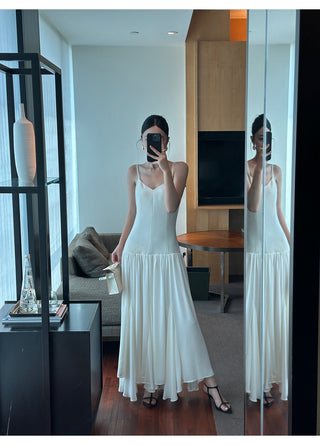 apricot V-neck dress