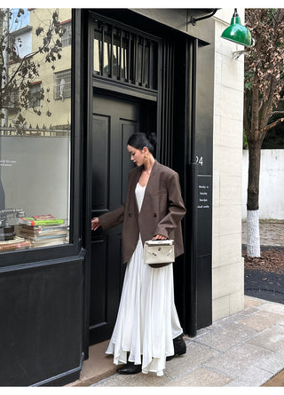 apricot V-neck dress
