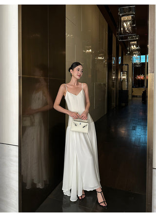 apricot V-neck dress