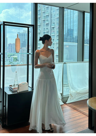 apricot V-neck dress