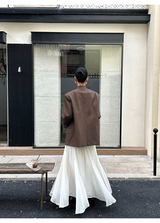 apricot V-neck dress
