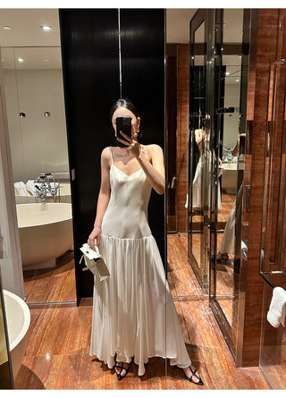 apricot V-neck dress
