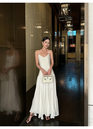 apricot V-neck dress