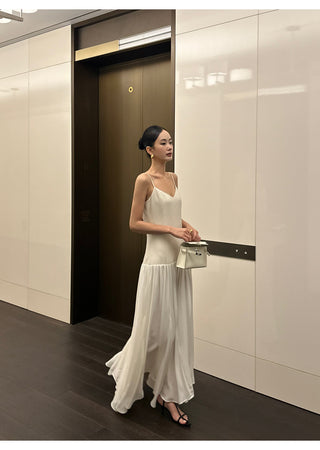apricot V-neck dress