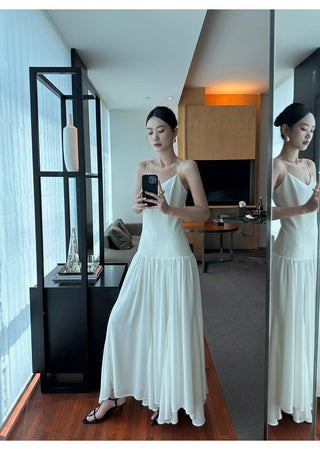 apricot V-neck dress