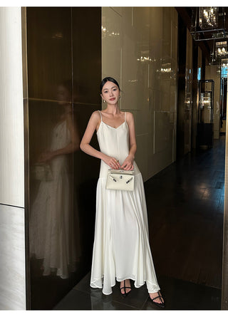 apricot V-neck dress