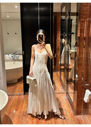 apricot V-neck dress