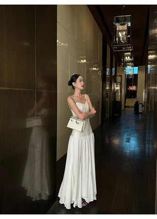 apricot V-neck dress