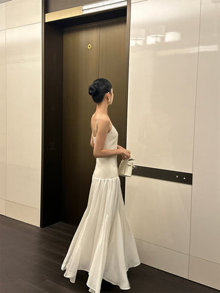 apricot V-neck dress