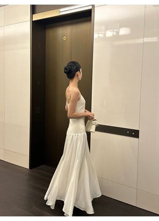 apricot V-neck dress