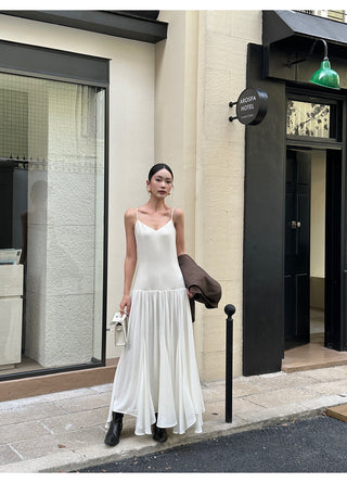 apricot V-neck dress