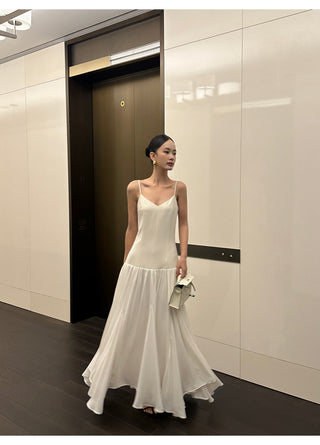apricot V-neck dress