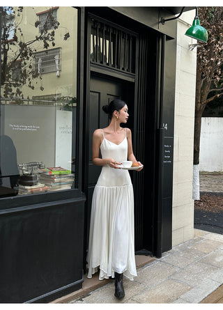 apricot V-neck dress