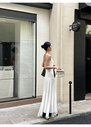 apricot V-neck dress
