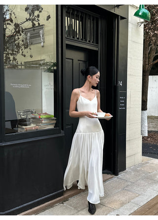 apricot V-neck dress
