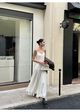 apricot V-neck dress