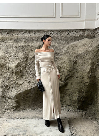 oatmeal split dress