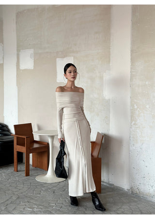 oatmeal split dress
