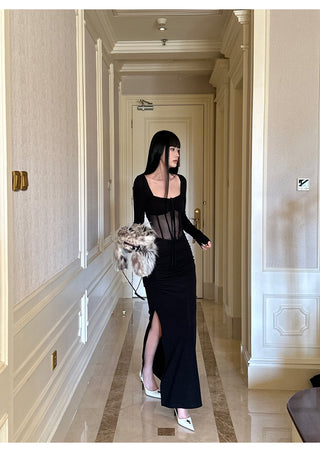black mesh dress