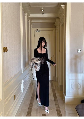 black mesh dress