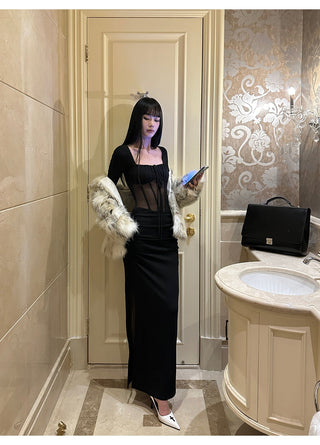 black mesh dress