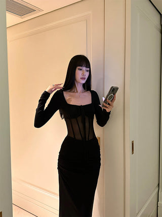 black mesh dress