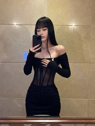 black mesh dress