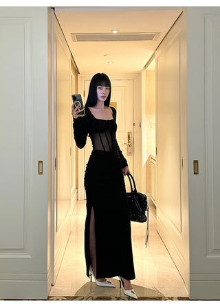 black mesh dress