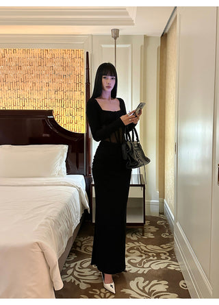 black mesh dress