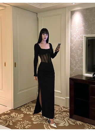 black mesh dress